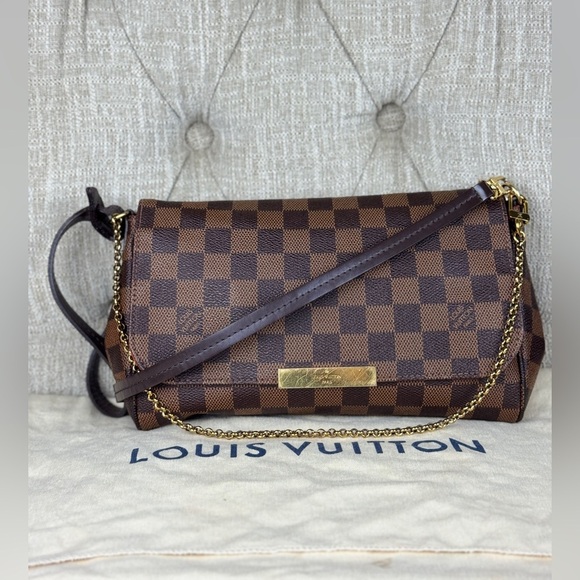 LOUIS VUITTON Favorite MM 2way Hand chain shoulder bag  Damier Ebene Used - Picture 1 of 13